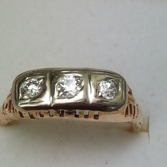 Antique14k 2-tone gold .60ct diamond filigree ring